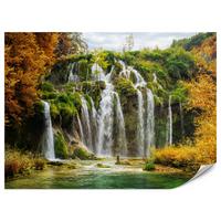 FOTOTAPETE für Esszimmer Exotischer Wasserfall Herbstbaum 450x315 - Gelb/Beige, Papier (450/315cm) - Muralo