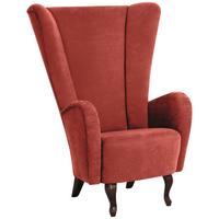 HOCHLEHNSESSEL Kailey Bezug Velourstoff Buche nussbaum dunkel / terracotta - Rot, Kunststoff (96/122/89cm) - 58aufmkessel