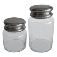 SET von 2 Glasbehältern mit silbernem Deckel - 30/17/26 cm - Silberfarben, Metall (11/26/11cm) - Signature