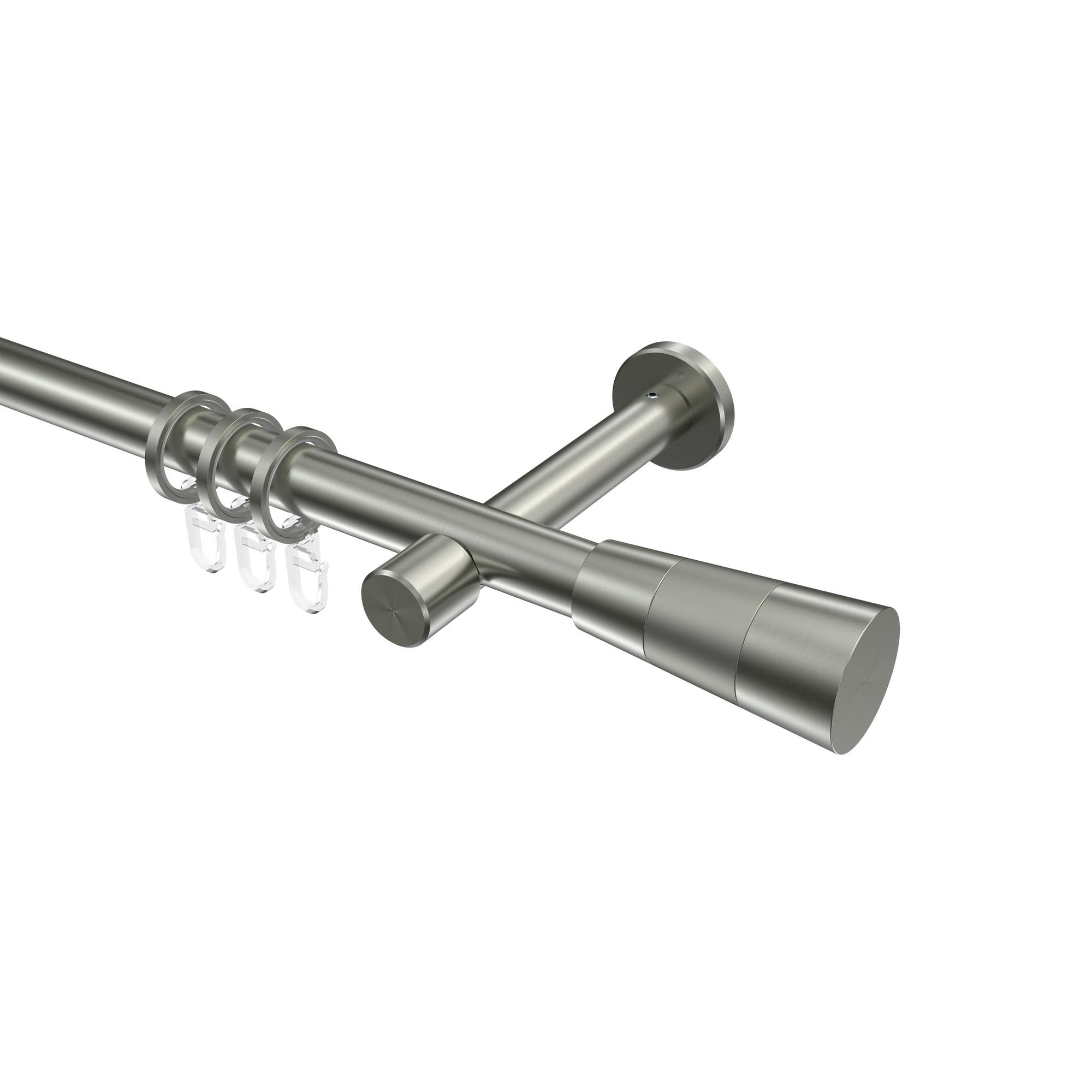GARDINENSTANGE Prestige Tanara 280 cm (geteilt in 2 x 140 cm), 1-läufig, 20 mm Ø Edelstahl-Optik - Edelstahlfarben/Silberfarben, Metall (280cm) - INTERDECO