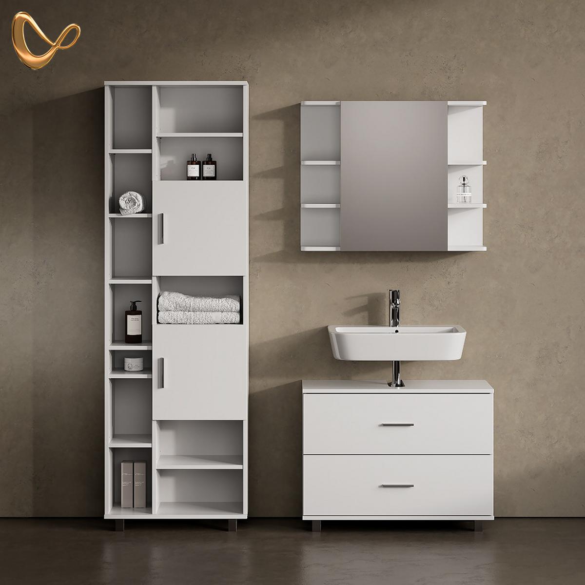 WASCHBECKENUNTERSCHRANK Eisak Weiß 80 x 60.8 cm - Weiß, Holzwerkstoff (80/60.8/33cm) - Livinity®
