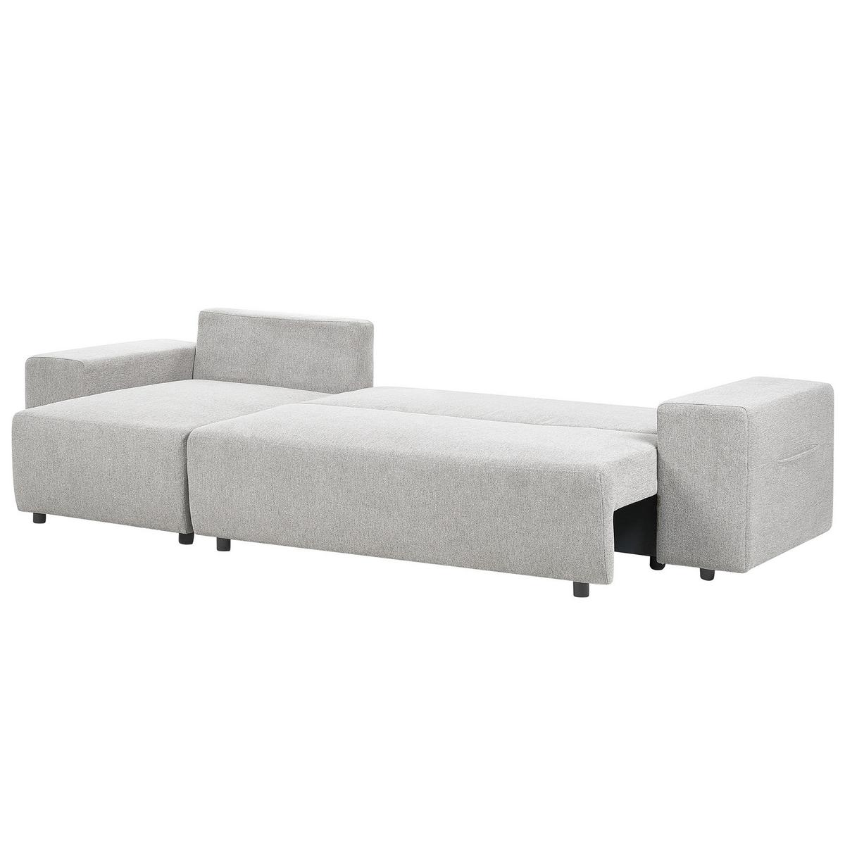 3-SITZER-ECKSOFA hellgrau linksseitig mit Schlaffunktion Stauraum Luspa - Schwarz/Grau, Textil (294/130cm) - Beliani