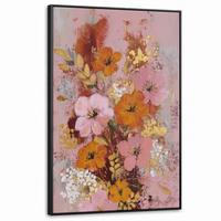 LEINWAND Bilder mit Rahmen - Malerei - Blumen - Rustikal - Rosa - 80x120 - Altrosa, Textil (80/120cm) - MuchoWow