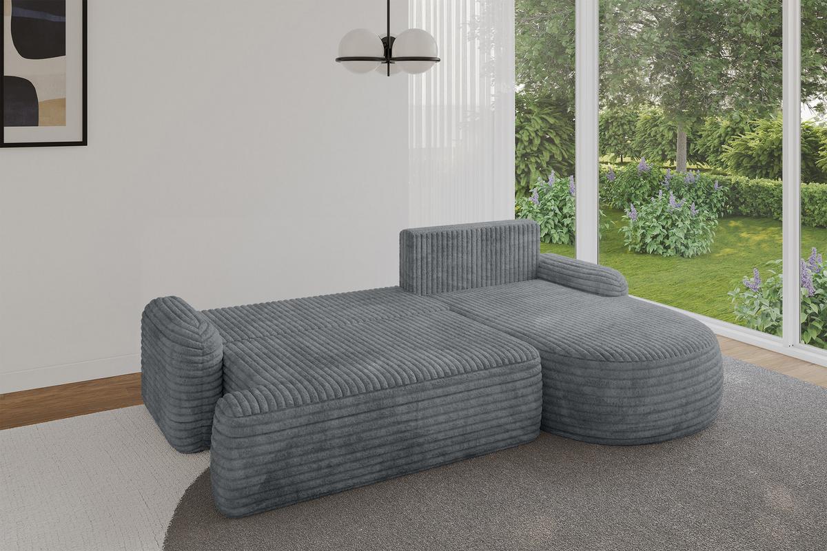 ECKSOFA mit Schlaffunktion und Bettkasten LIRA-L - 264x172x89 Dunkelgrau - Dunkelgrau, Holzwerkstoff/Textil (172/264cm) - ALTDECOR