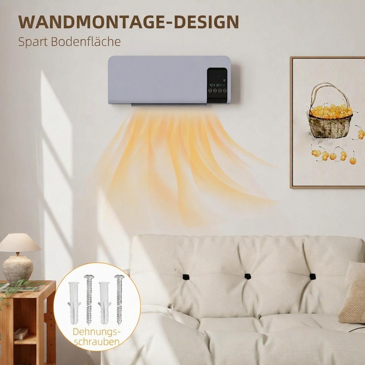 WANDHEIZGERÄT ABS Grau - Grau, Kunststoff (12/21.5/54.5cm) - HOMCOM