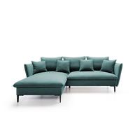 ECKSOFA SOLE Grün Plüsch-Stoff mit Schlaffunktion - Grün, Holz (258/167cm) - MASSENO