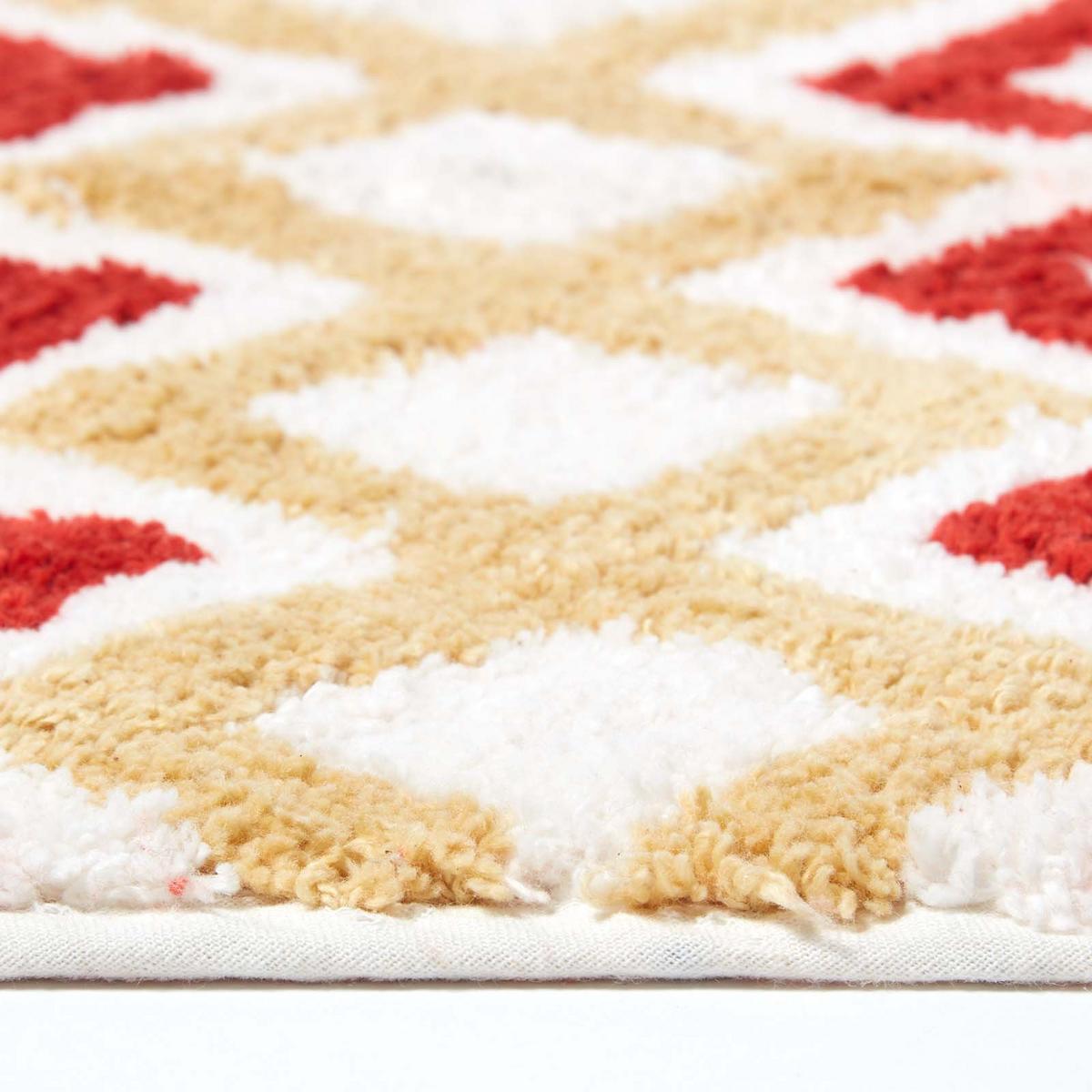 BADEMATTE 50/80 cm Chevron-Muster, Baumwolle - Orange, Textil (50/80cm) - Homescapes