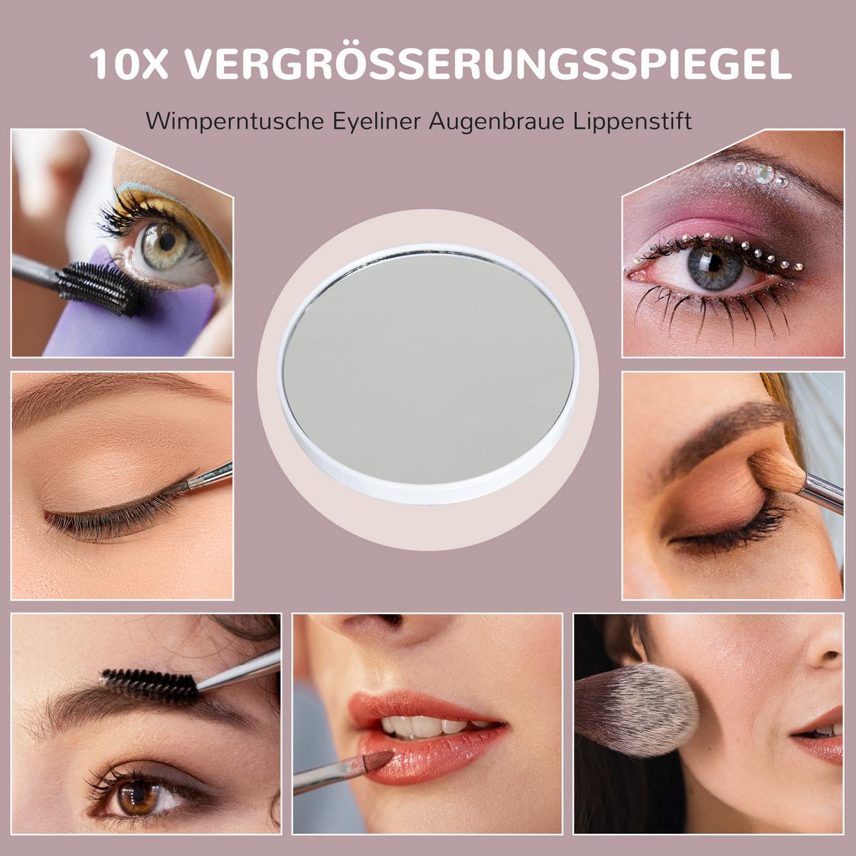 HOLLYWOOD Spiegel mit Beleuchtung, Dimmbar Schminkspiegel mit 15 LED Licht - Weiß, Glas (14/48/58cm) - HOMCOM