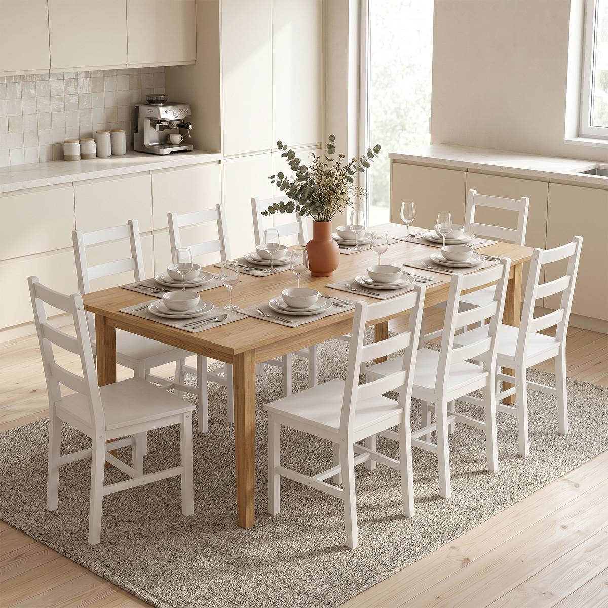 ESSZIMMERSTÜHLE 8er Set Kiefernholz Weiß - Weiß, Holz (41.5/90/46cm) - HOMCOM