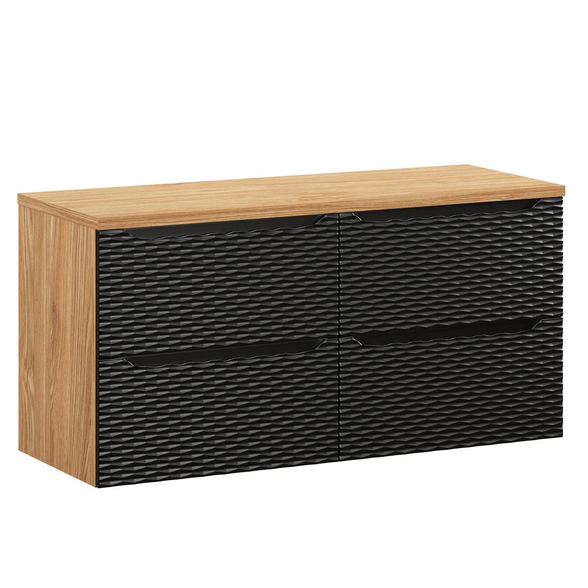 WASCHTISCHUNTERSCHRANK 120cm Elora Schwarz und Holz - Schwarz, Holzwerkstoff (120/59/46cm) - Petits-meubles