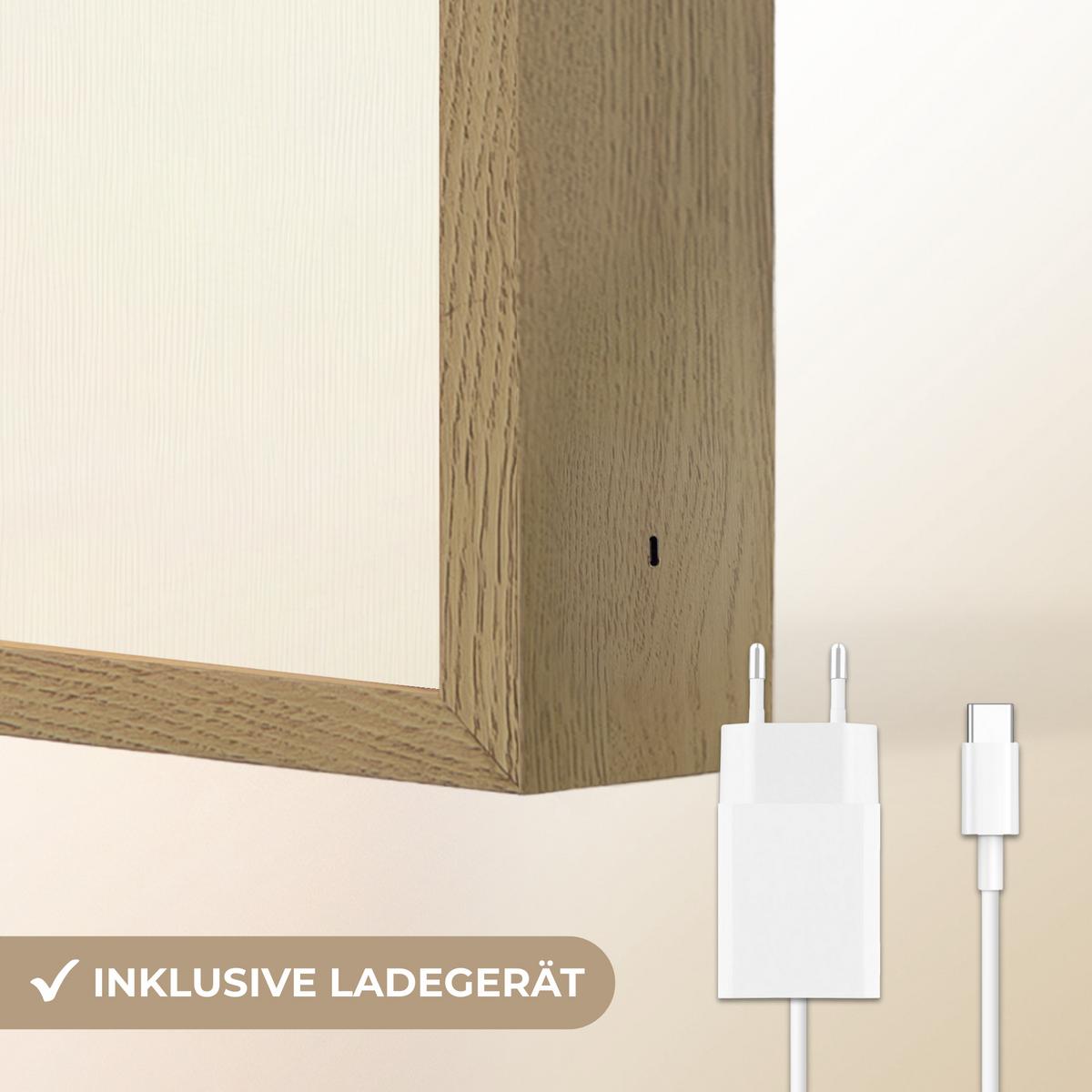 WANDLEUCHTE MIT AKKU Formen - Abstrakt - Farbenfroh 40x60 cm - Rosa, Holzwerkstoff (40/60/8cm) - OnlyWow