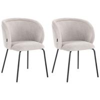 ESSZIMMERSTUHL 2er Set Stoff Cremeweiß Sarasota - Creme, Textil/Metall (60/79/60cm) - Beliani