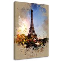 BILDER, Eiffelturm Paris Bäume Pflanzen - Grau, Textil (70/100cm) - Feeby