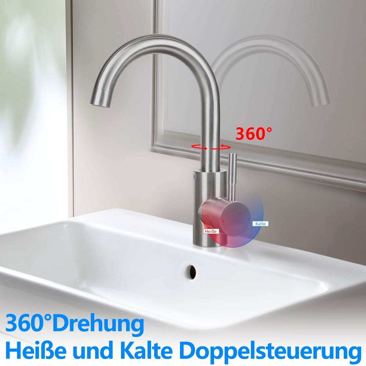 WASCHTISCHARMATUR SARAH 24/6/24 cm - Silberfarben, Metall (6/24/24cm) - Nettlife