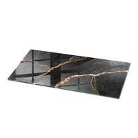TISCHPLATTE 125x50 cm Marmormuster mit Adern - Rotbraun/Schwarz, Glas (0.4/125/50cm) - TULUP