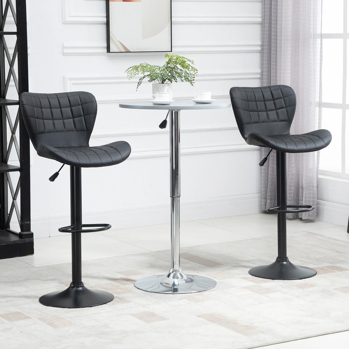 BARHOCKER, Kunstleder, Stahl, Schwarz - Schwarz, Kunststoff (51.5/109/47cm) - HOMCOM