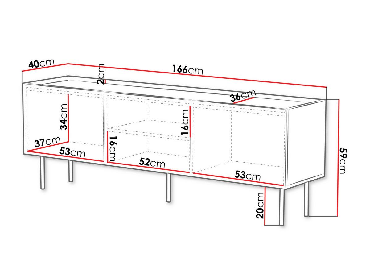 TV-LOWBOARD Lucca 165 3D - Schwarz, Holz/Holzwerkstoff (166/59/40cm) - MIRJAN24