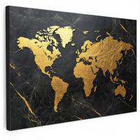 LEINWANDBILD Weltkarte - Gold - Marmor Gemälde 60x40 cm - Goldfarben, Textil (60/40cm) - MuchoWow
