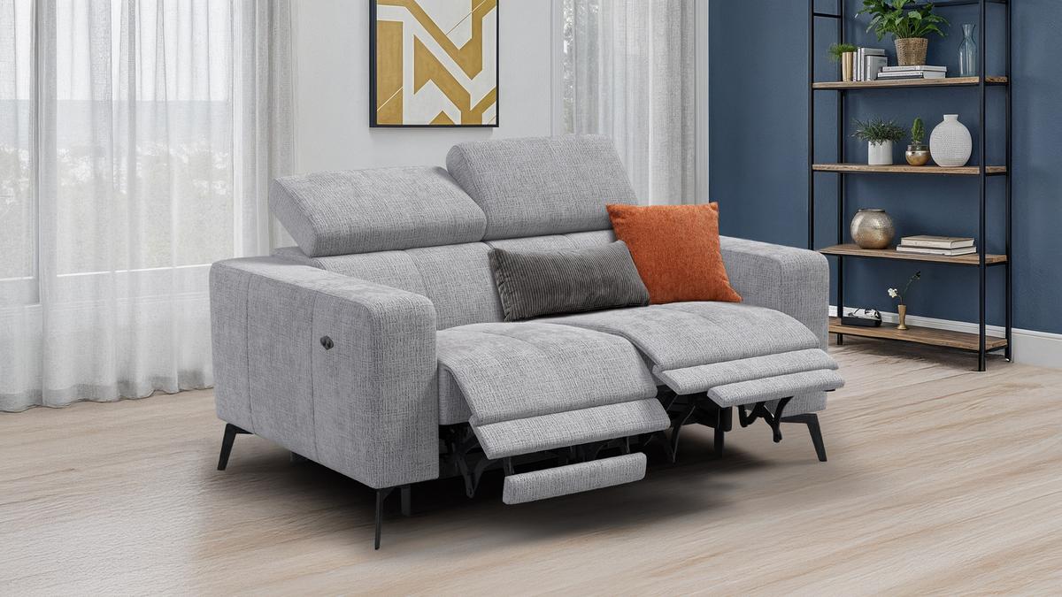 RELAXSOFA MORELLO 2-Sitzer, hellgrau, 2 x Relax Zero Gravity - Hellgrau, Holz/Textil (164/82/103cm) - Wozimo