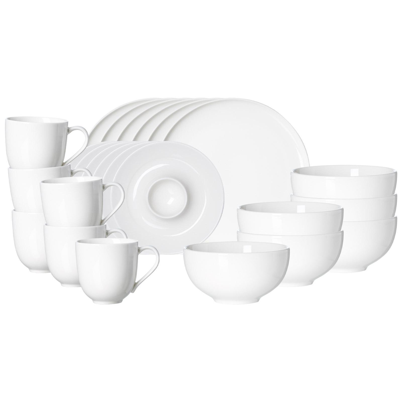 FRÜHSTÜCKS-SET Skagen weiß 24-tlg. - Weiß, Keramik (2/2/2cm) - Ritzenhoff Breker