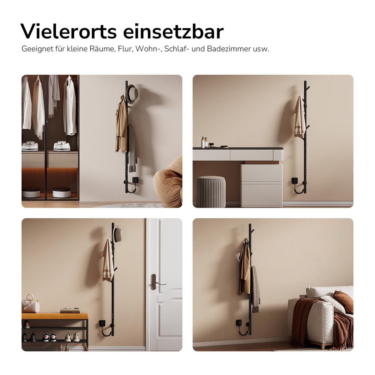 HANDTUCHHEIZKÖRPER Baumheizkörper WLAN Schwarz 150 cm - Schwarz, Metall (12.5/150/14cm) - EMKE