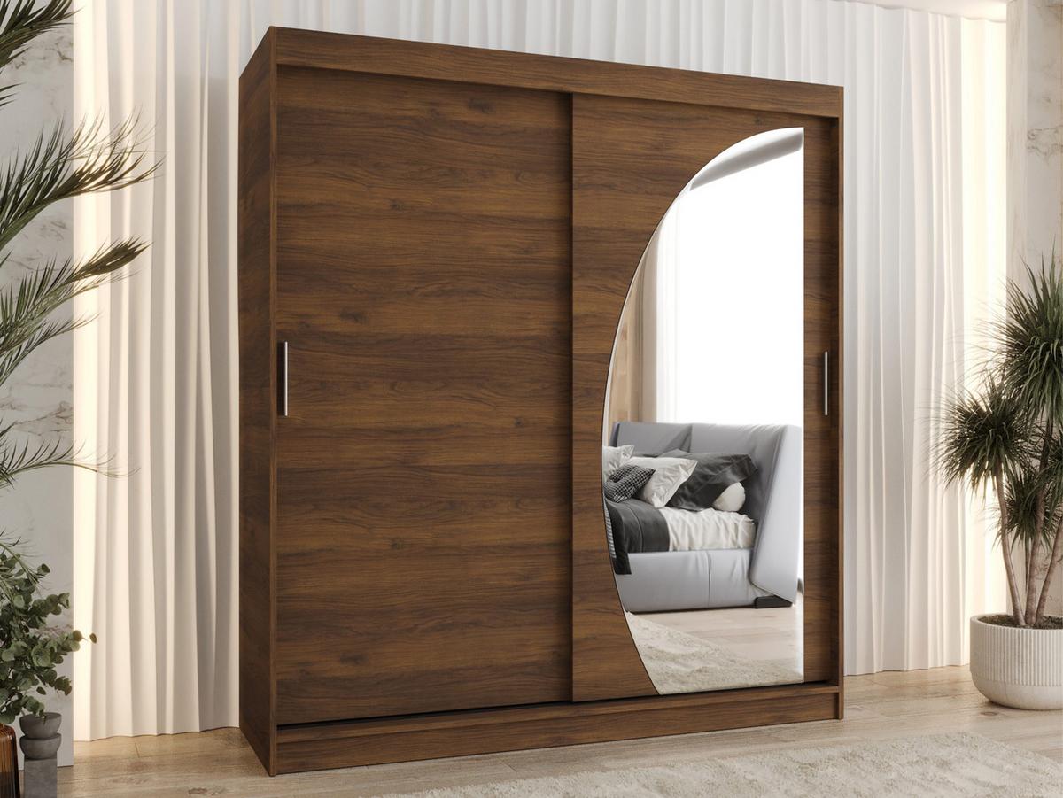 SCHWEBETÜRENSCHRANK Wika 180 cm - Silberfarben/Nussbaumfarben, Holzwerkstoff/Kunststoff (180/200/62cm) - MIRJAN24