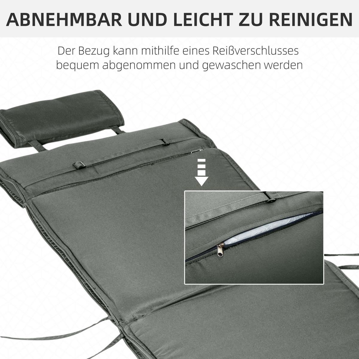 SITZKISSEN, Polyester, Baumwolle, Grau - Grau, Kunststoff (53/5/198cm) - Outsunny