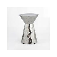 BEISTELLTISCH MAYENNE, Aluminium, handgefertigt, Silber, Ø 36 x 51 cm - Silberfarben, Metall (36/36/51cm) - KADIMA DESIGN
