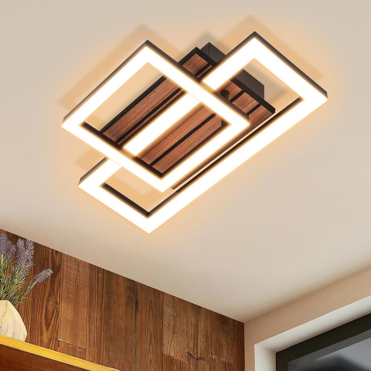LED DECKENLEUCHTE Civoril 34.5/22/8 cm - Schwarz, Kunststoff/Metall (34.5/22/8cm) - ZMH