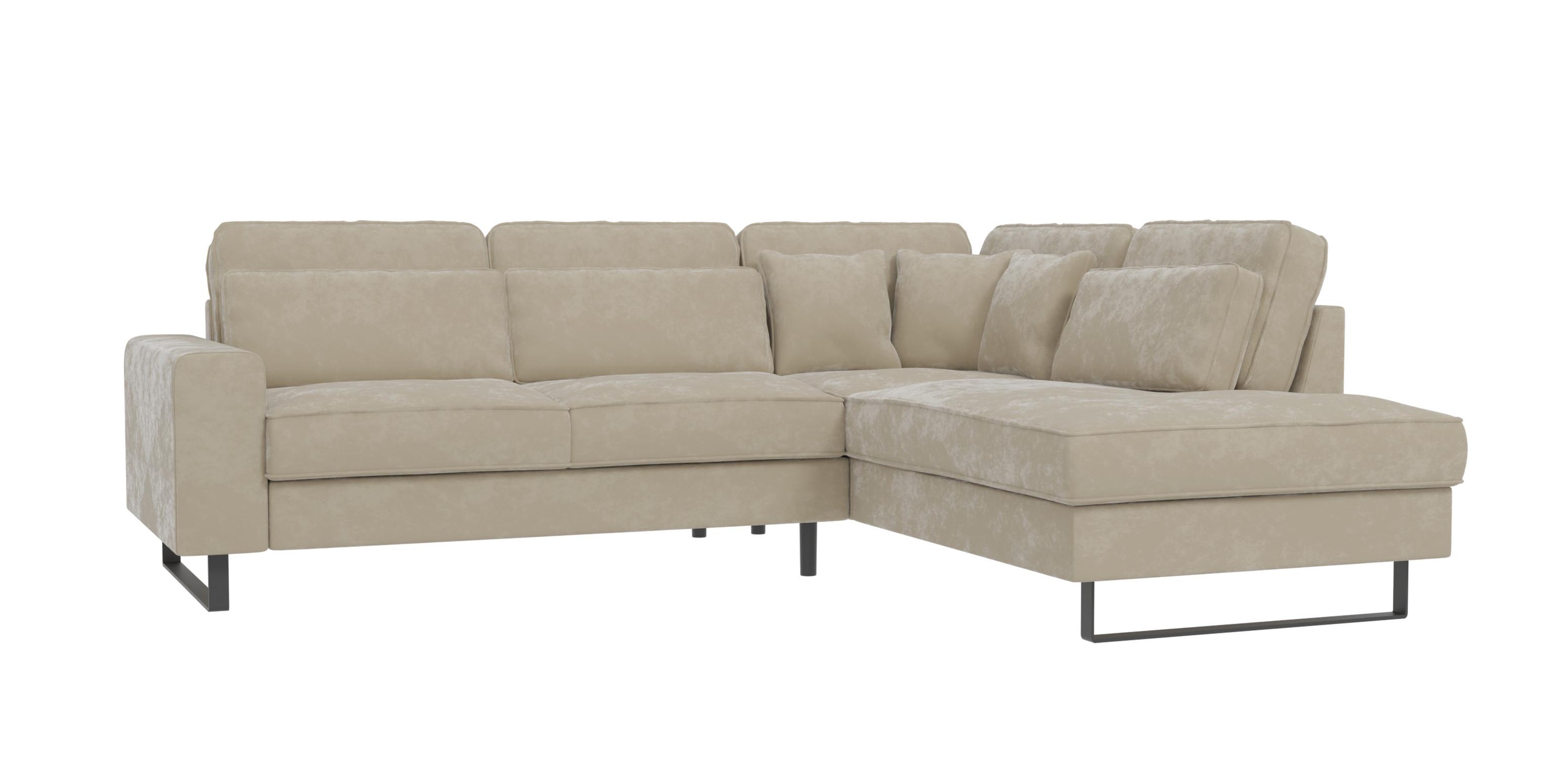 ECKSOFA Zuri Beige Samt - Beige/Schwarz, Holz/Kunststoff (290/231cm) - S-Style