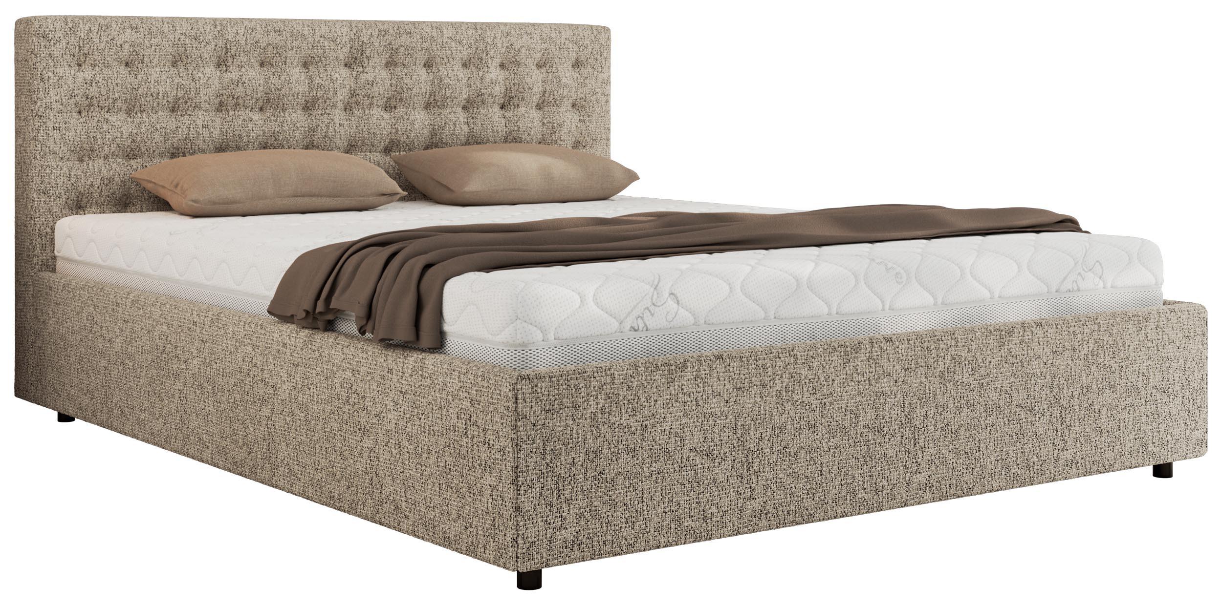POLSTERBETT PAVO CLASSIC 180/200 - Dunkelbeige Strukture - Schaum-Matratze - Taupe, Textil (180/200cm) - MKS