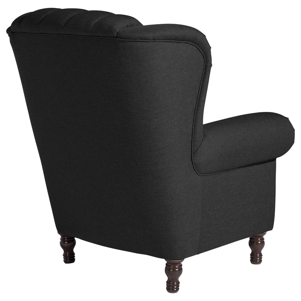 OHRENBACKENSESSEL Katreen Bezug Flachgewebe Buche nussbaum dunkel / schwarz - Schwarz, Kunststoff (91/101/90cm) - 58aufmkessel