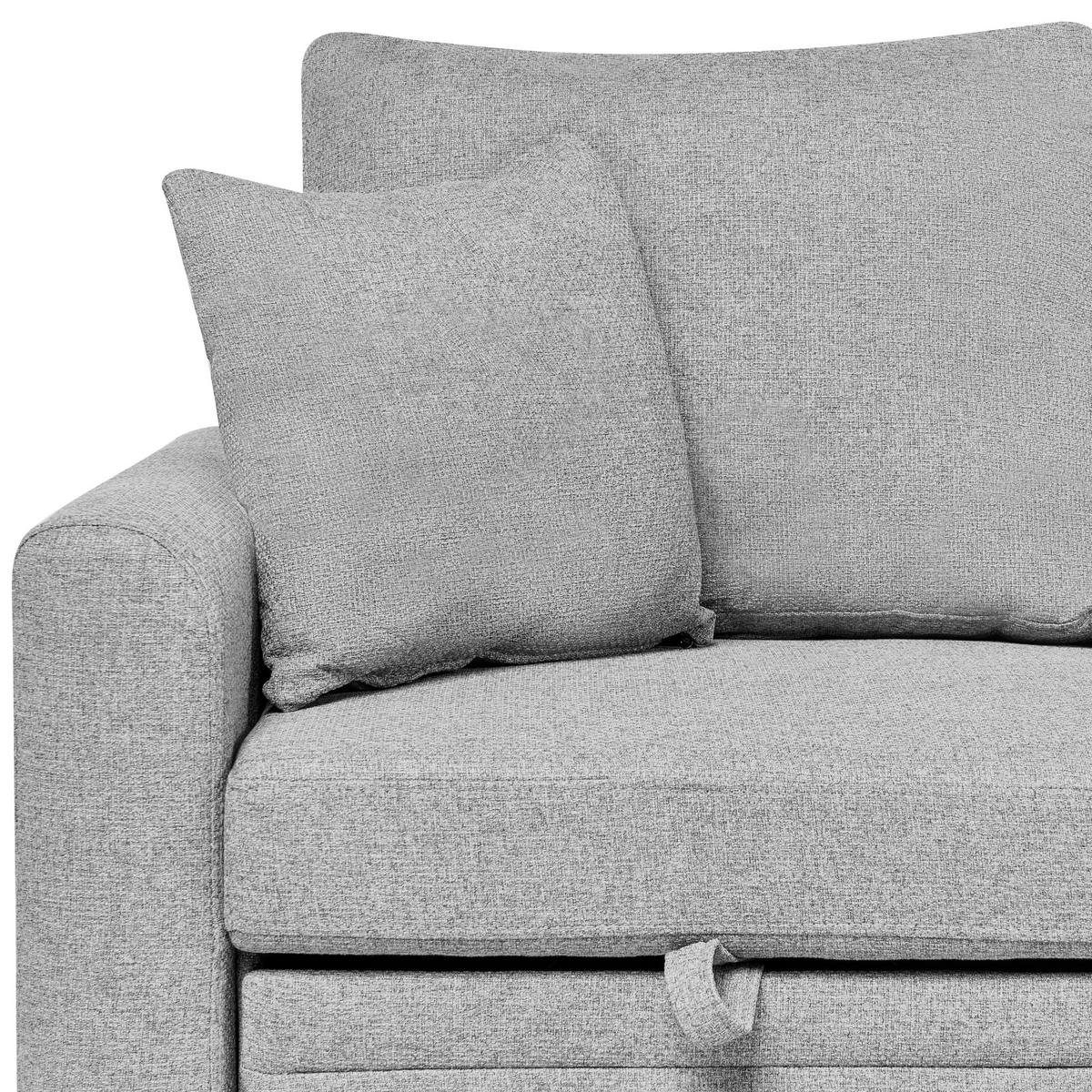 ECKSCHLAFSOFA 3-Sitzer Kunstleinen Grau linksseitig Nassjo - Grau, Textil (210/131cm) - Beliani