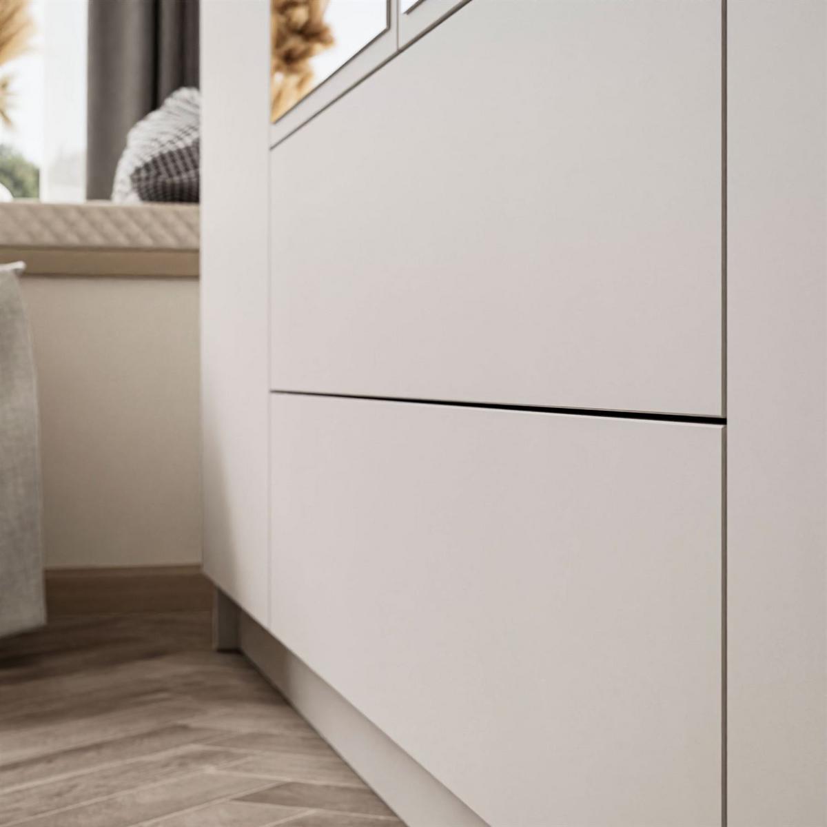 KLEIDERSCHRANK AURORA 4D2SZ in KASCHMIR mit Schubladen mit goldenen Griffen - Kaschmir/Goldfarben, Holzwerkstoff (200/213/57cm) - Lookway