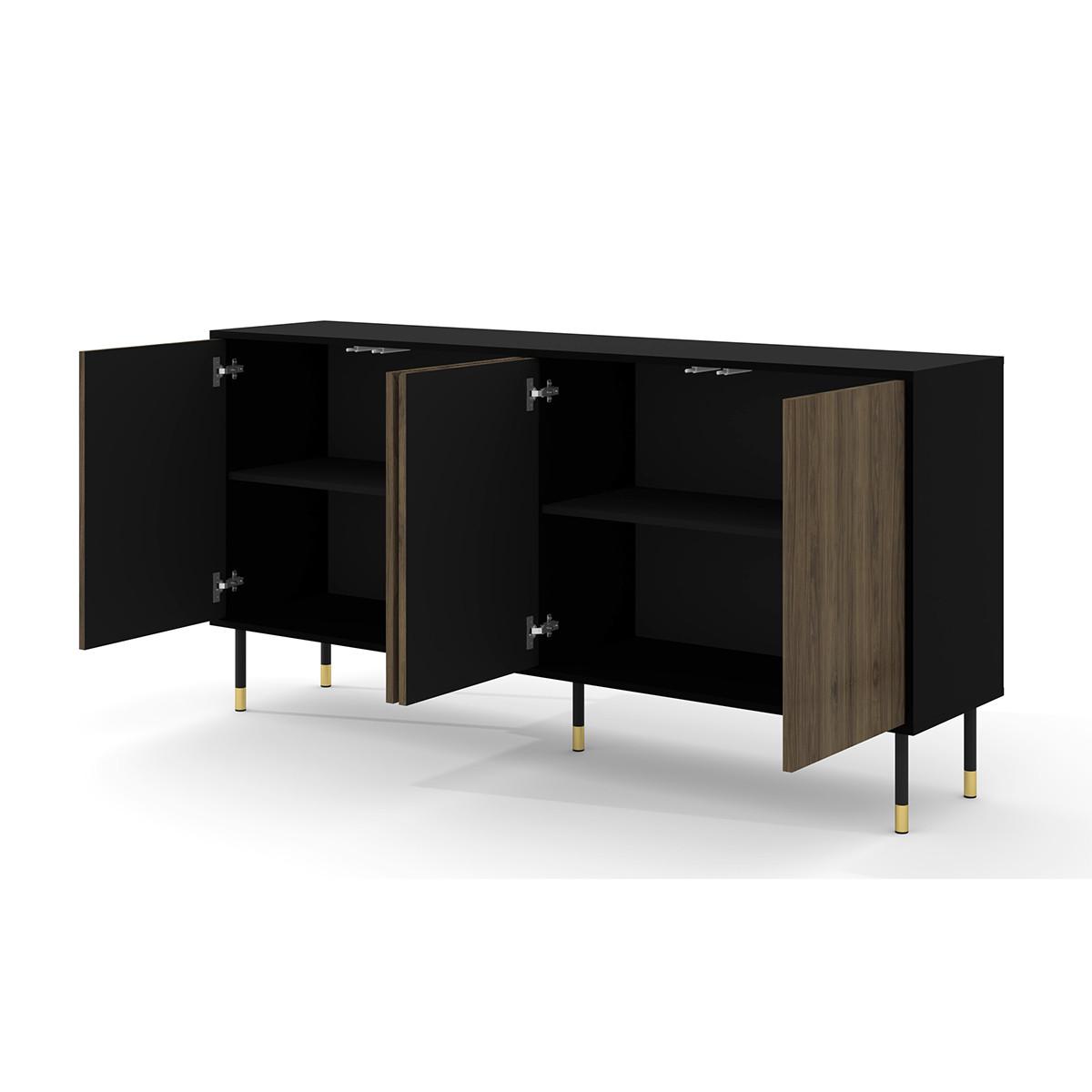 SIDEBOARD Aglaé Holz und Schwarz - Schwarz, Holzwerkstoff (180/88/40cm) - Petits-meubles