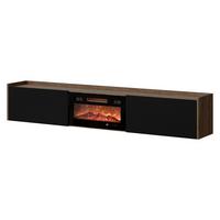 TV-LOWBOARD Arigato mit Kamin - Nussbaumfarben/Schwarz, Holzwerkstoff (200/36/32cm) - MIRJAN24