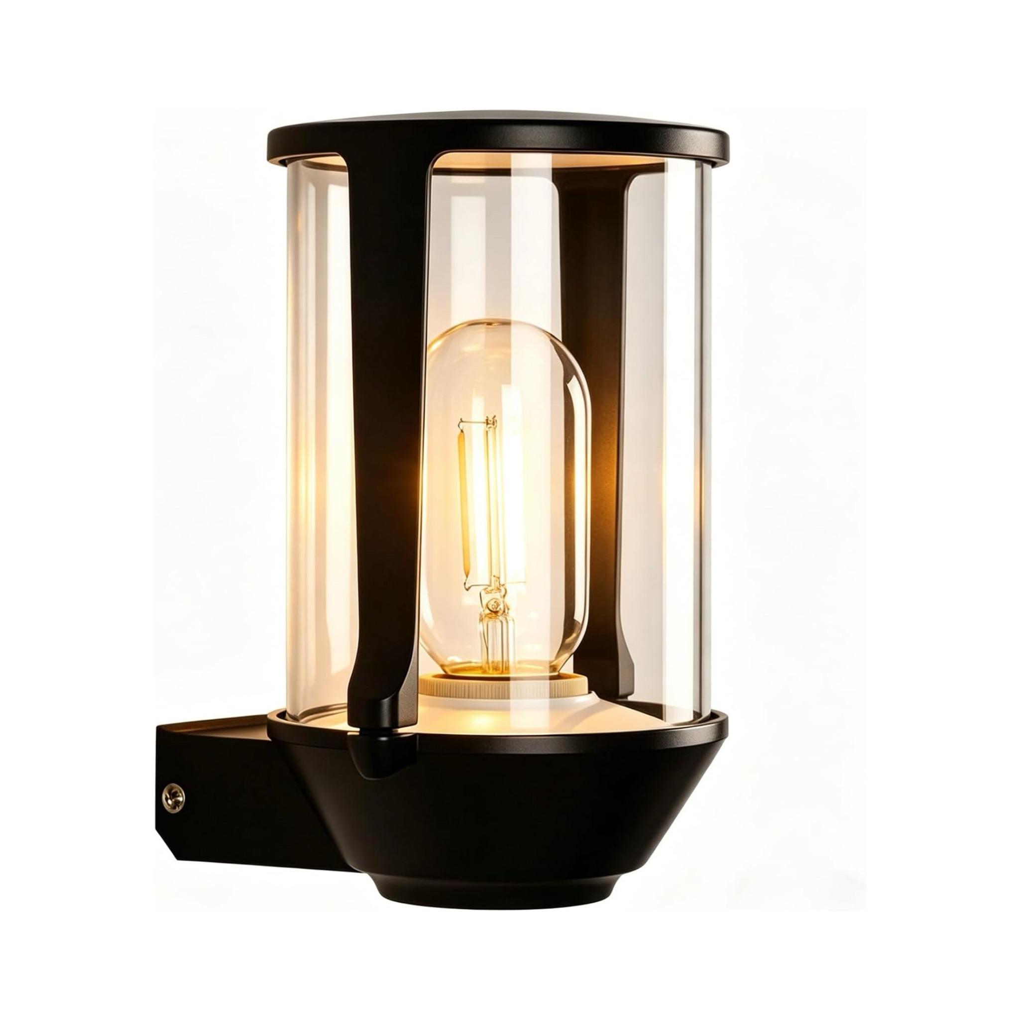 AUSSENWANDLEUCHTE Corenli 12.8/11.8/18.3 cm - Schwarz, Glas/Metall (11.8/18.3/12.8cm) - ZMH