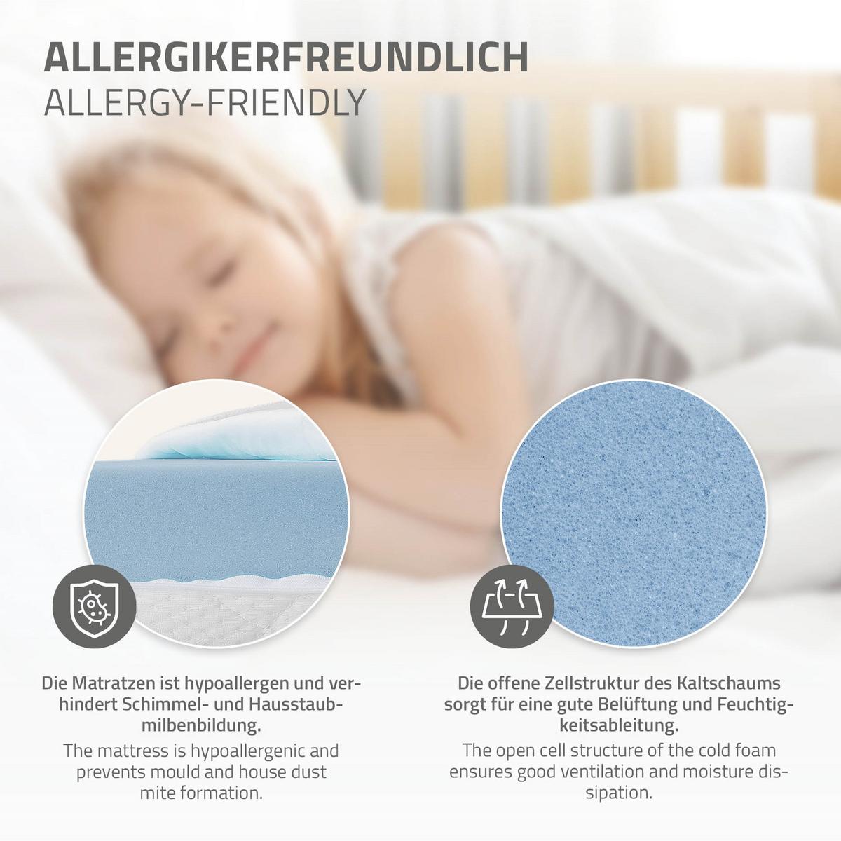 KINDERBETT 90x200 cm Natur mit Matratze H:10 cm - Naturfarben, Holz (90/200cm) - ML-DESIGN