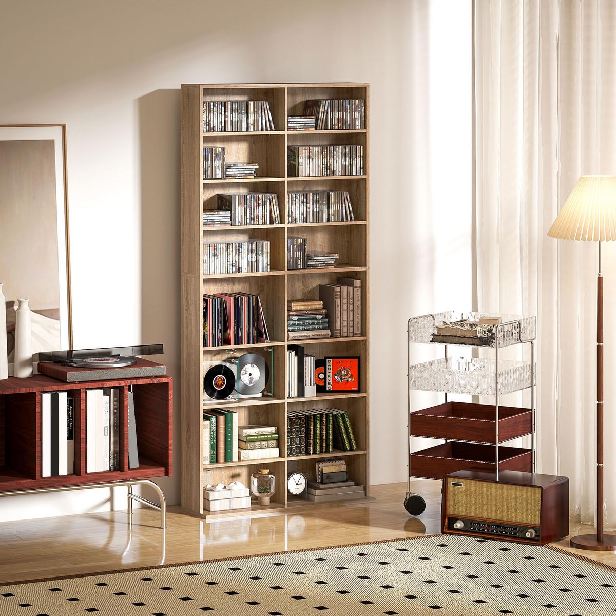 CD-REGAL Spanplatte Naturholz - Naturfarben, Karton/Holzwerkstoff (24/175/78.5cm) - HOMCOM