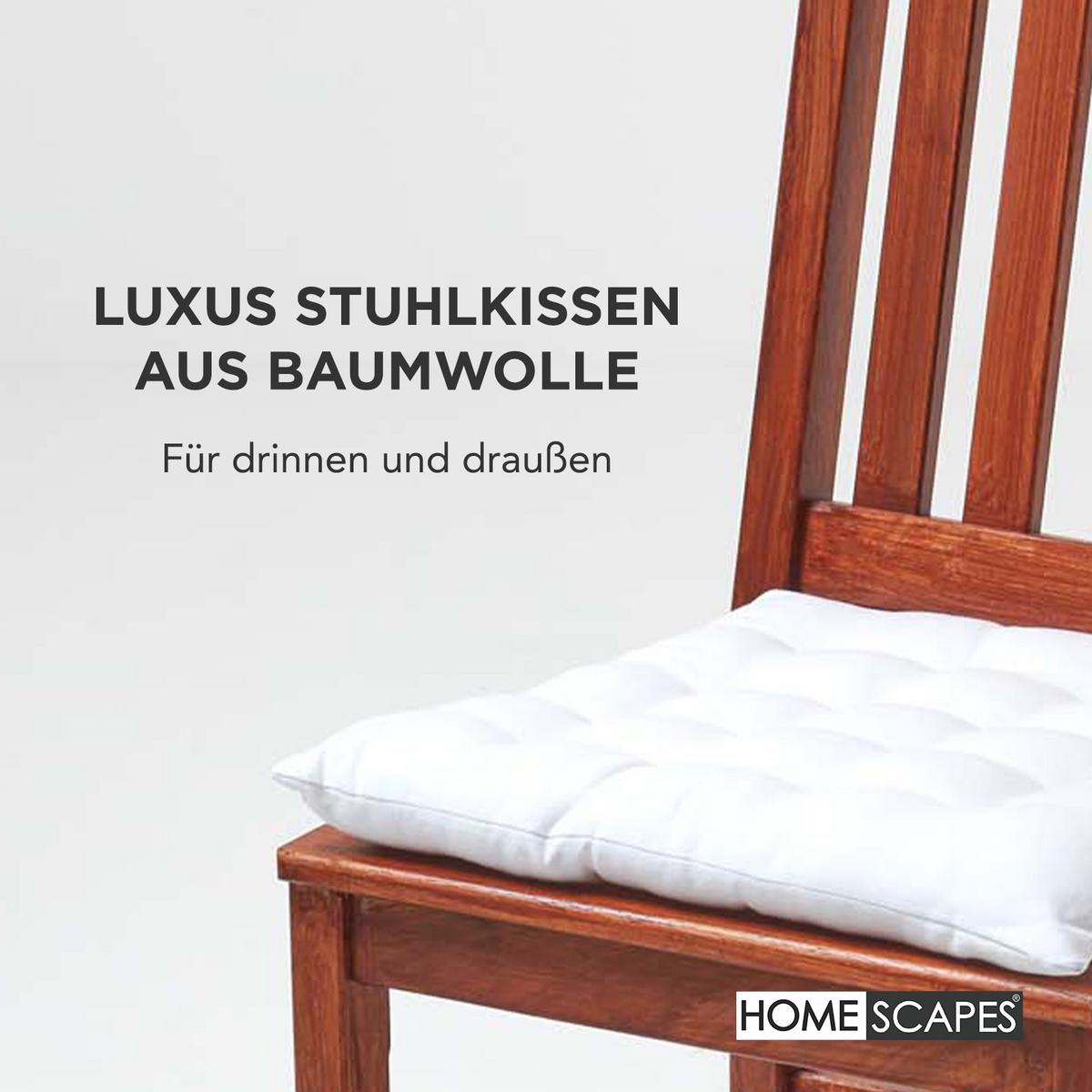 STUHLKISSEN 4er-Set weiß 40/40/6,5 cm - Weiß, Textil (40/40/6.5cm) - Homescapes