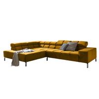ECKSOFA MIT MOTORISCHEM SITZVORZUG NELSON Gelb Velvet Relaxfunktion - Currygelb/Gelb, Textil (321/216cm) - KAWOLA