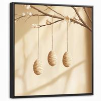 LEINWAND Bilder mit Rahmen - Beige - Osterkuchen - Eier - 50x50 - Beige, Textil (50/50cm) - MuchoWow