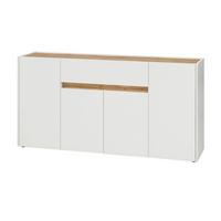 SIDEBOARD weiß, Eiche Wotan 170 x 87 cm, Kommode 4-türig - Eiche Wotan/Schwarz, Holz/Holzwerkstoff (170/87/40cm) - Furn.Design