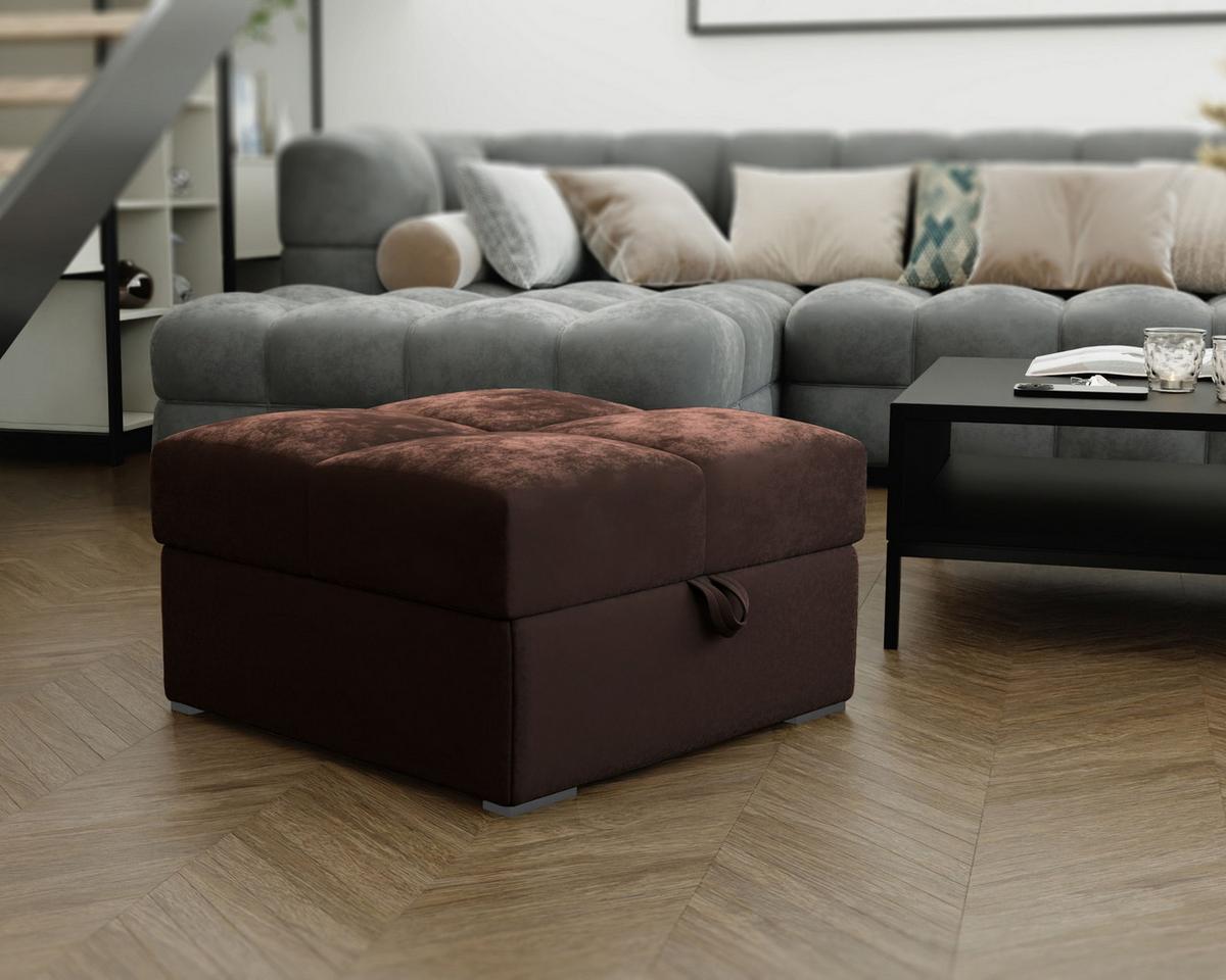 POUF MIZA Braun 65x65 cm - Braun, Textil (65/38/65cm) - MASSENO