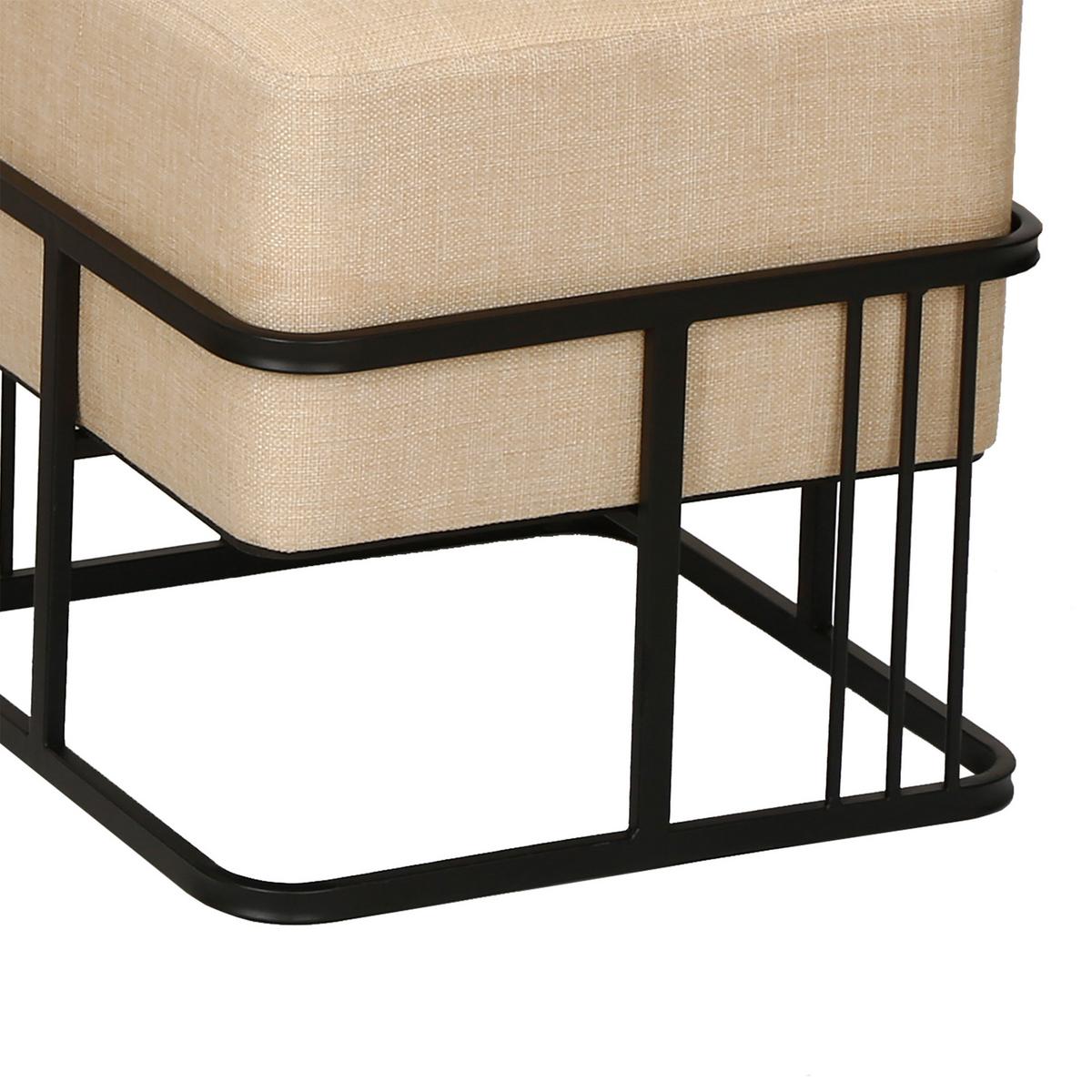 HOCKER-SET 2-TLG. Tas - Beige/Schwarz, Holzwerkstoff/Textil (38/38/38cm) - [en.casa]