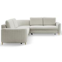 ECKSOFA VELA L-S Hellgrau Velours-Stoff mit Schlaffunktion - Hellgrau, Holz (251/251cm) - MASSENO