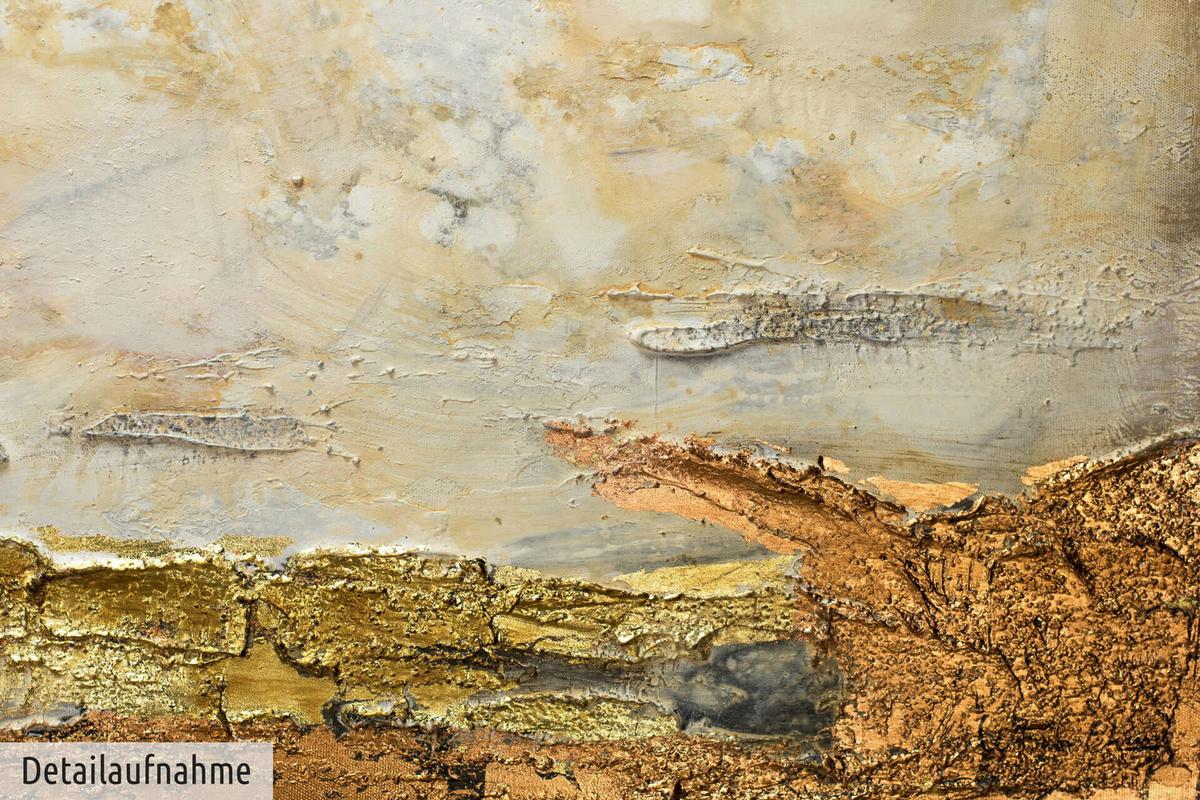 ACRYLBILD HANDGEMALT 120/40 cm - Weiß/Braun, Holz/Textil (120/40cm) - KUNSTLOFT