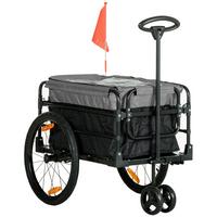 FAHRRADANHÄNGER, Oxford, Schwarz/Grau, 130 x 64 x 64/103 cm - Schwarz, Metall (64/103/130cm) - HOMCOM
