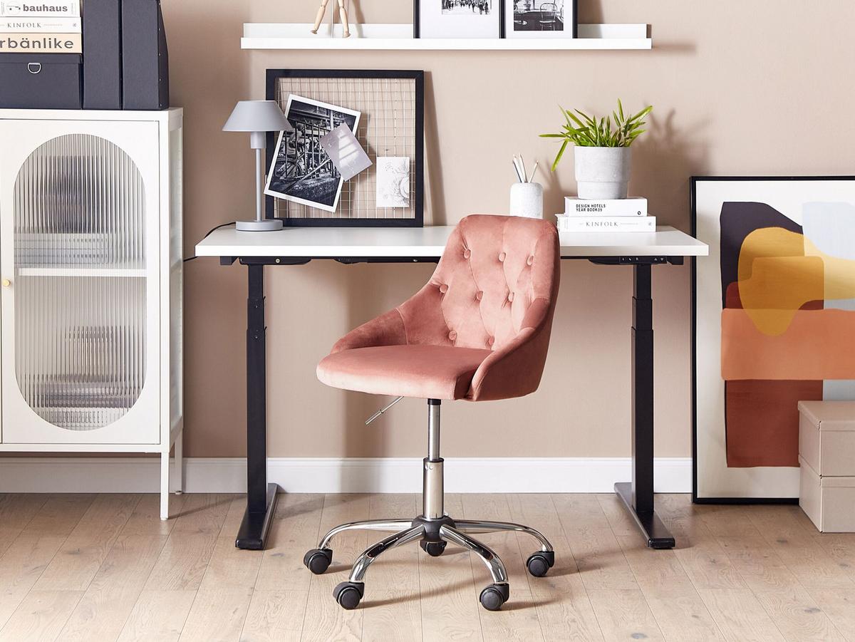 BÜRODREHSTUHL Samtstoff Rosa Parrish - Pink, Textil/Metall (60/75/60cm) - Beliani