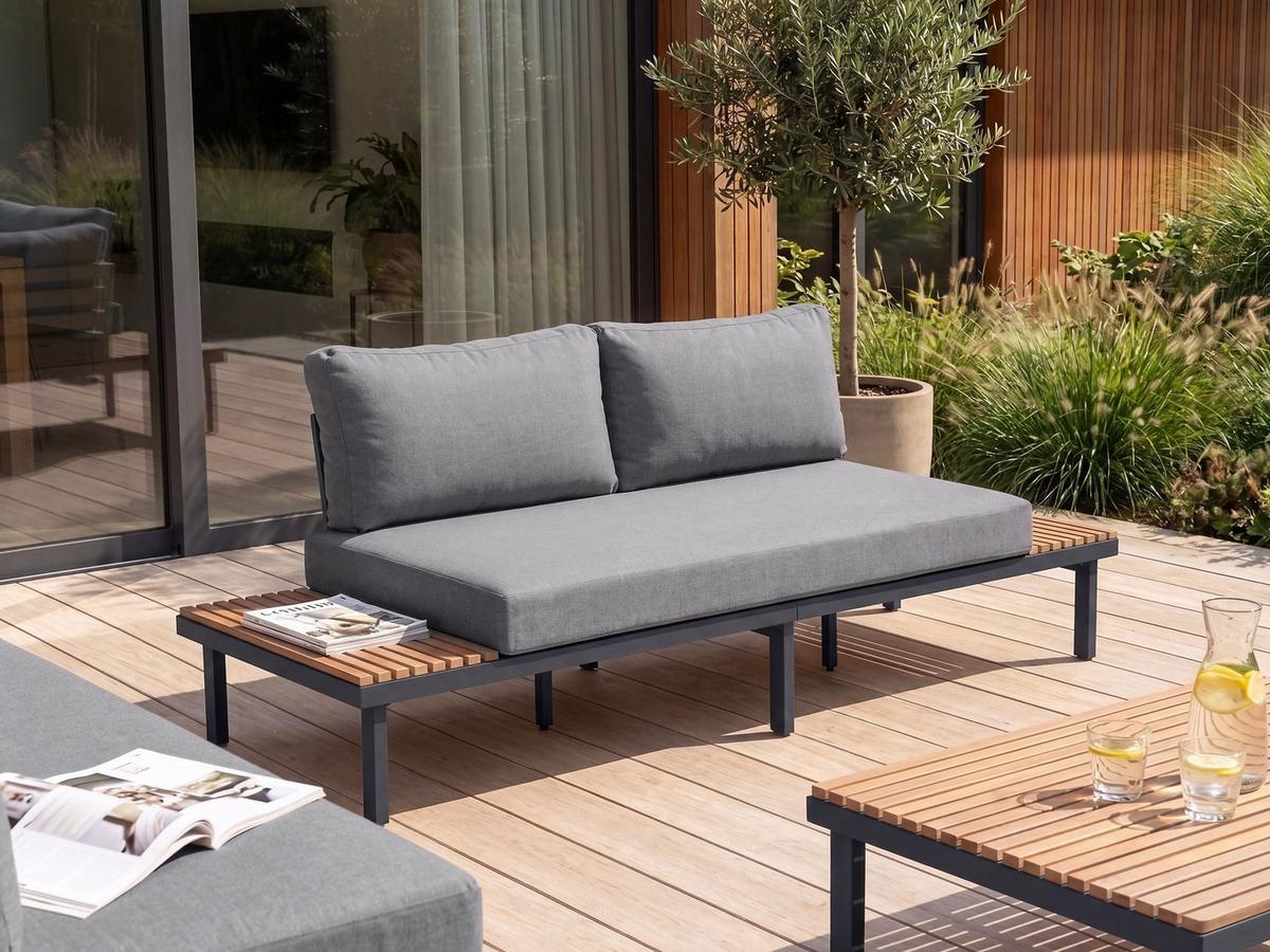 GARTENSOFA 2-Sitzer Akazienholz Dunkelgrau Fivizzano - Dunkelgrau/Braun, Holz (195/78/73cm) - Beliani